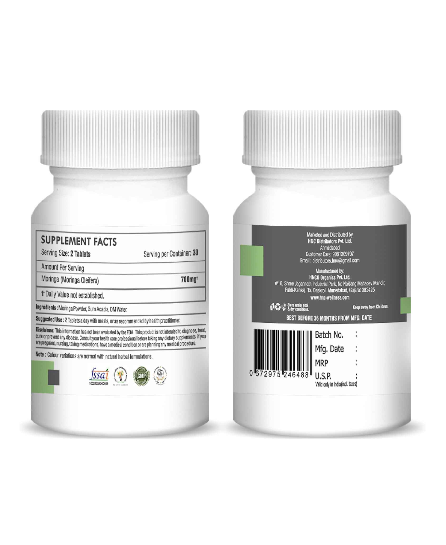 H&C Natural Moringa Tablet 350mg - Immunity & Energy Booster - Health N Wellness Shop