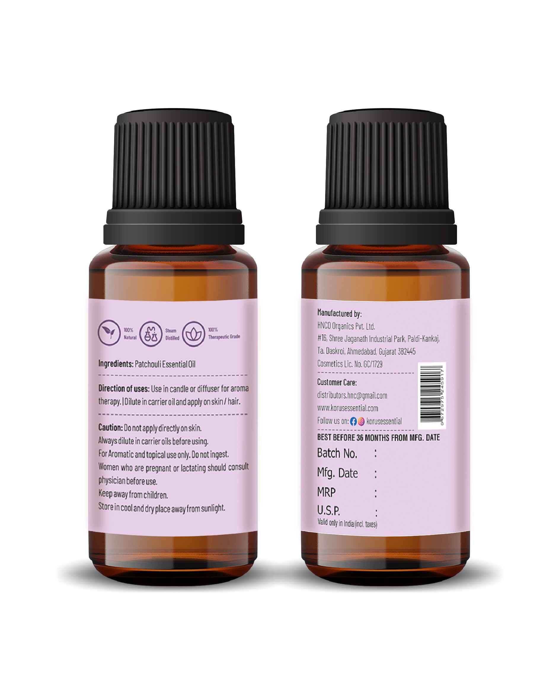 Korus Essential Patchouli Oil – Pure, Calming & Skin - Nourishing Aromatherapy Blend - Health N Wellness Shop