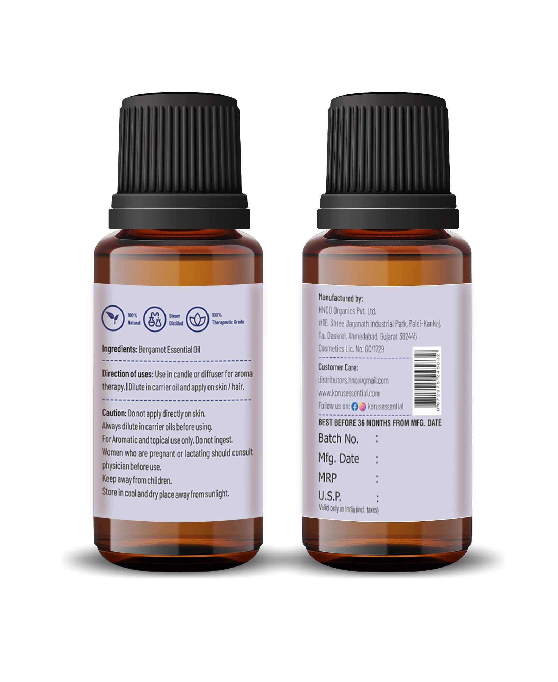 Korus Bergamot Essential Oil – Best Essential Oil for Stress Relief & Glowing Skin - Health N Wellness Shop