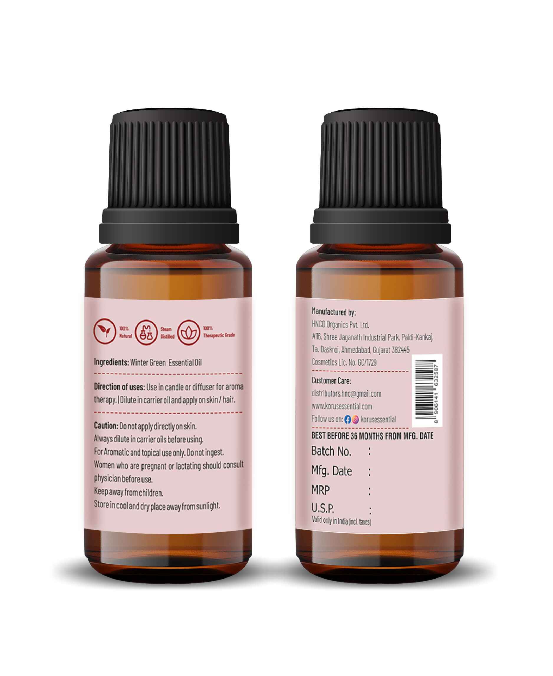 Korus Essential Winter Green Oil – Natural Pain Relief & Aromatherapy - Health N Wellness Shop