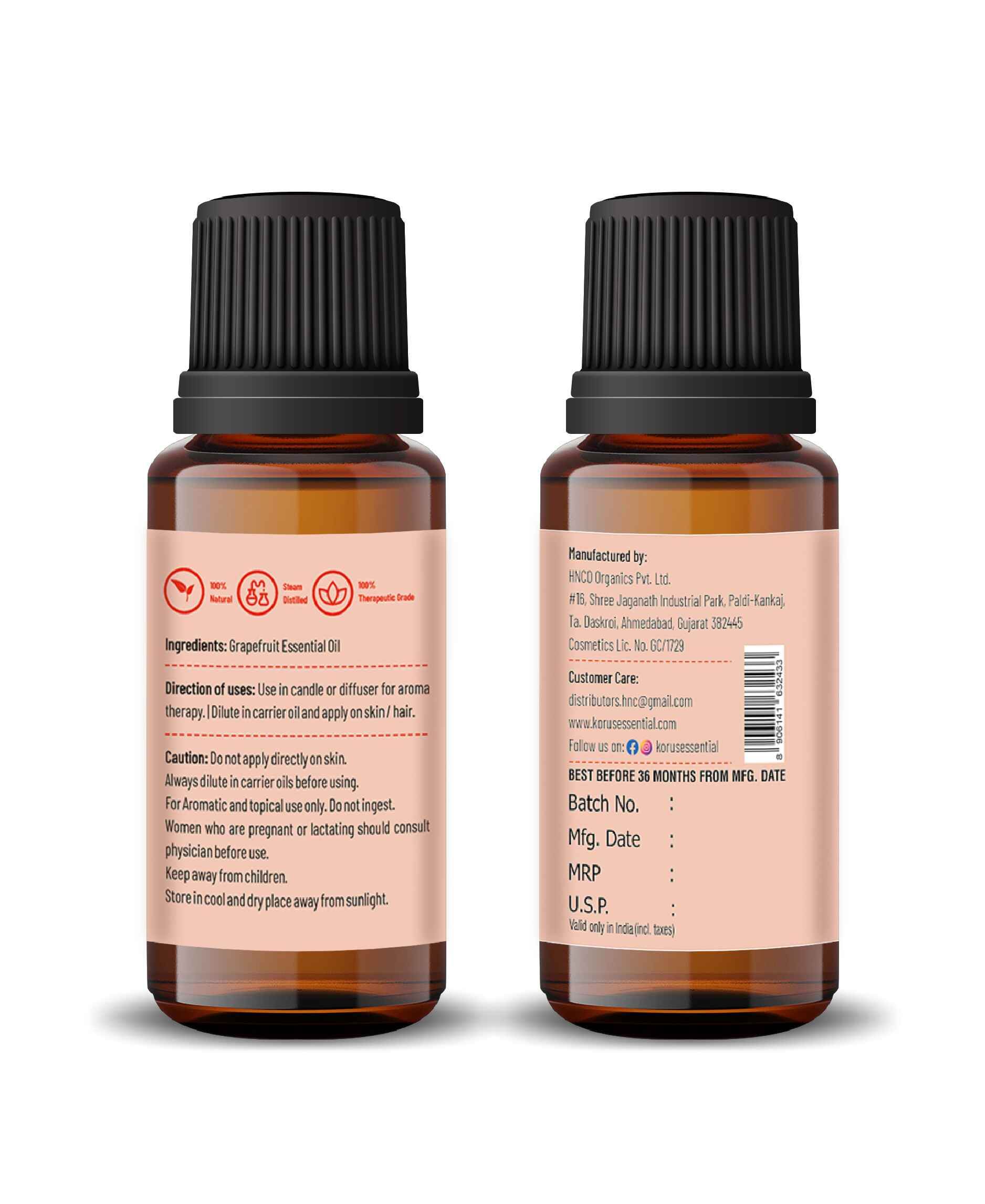 Korus Essential Grapefruit Oil: Pure Citrus Wellness for Everyday Balance - Health N Wellness Shop