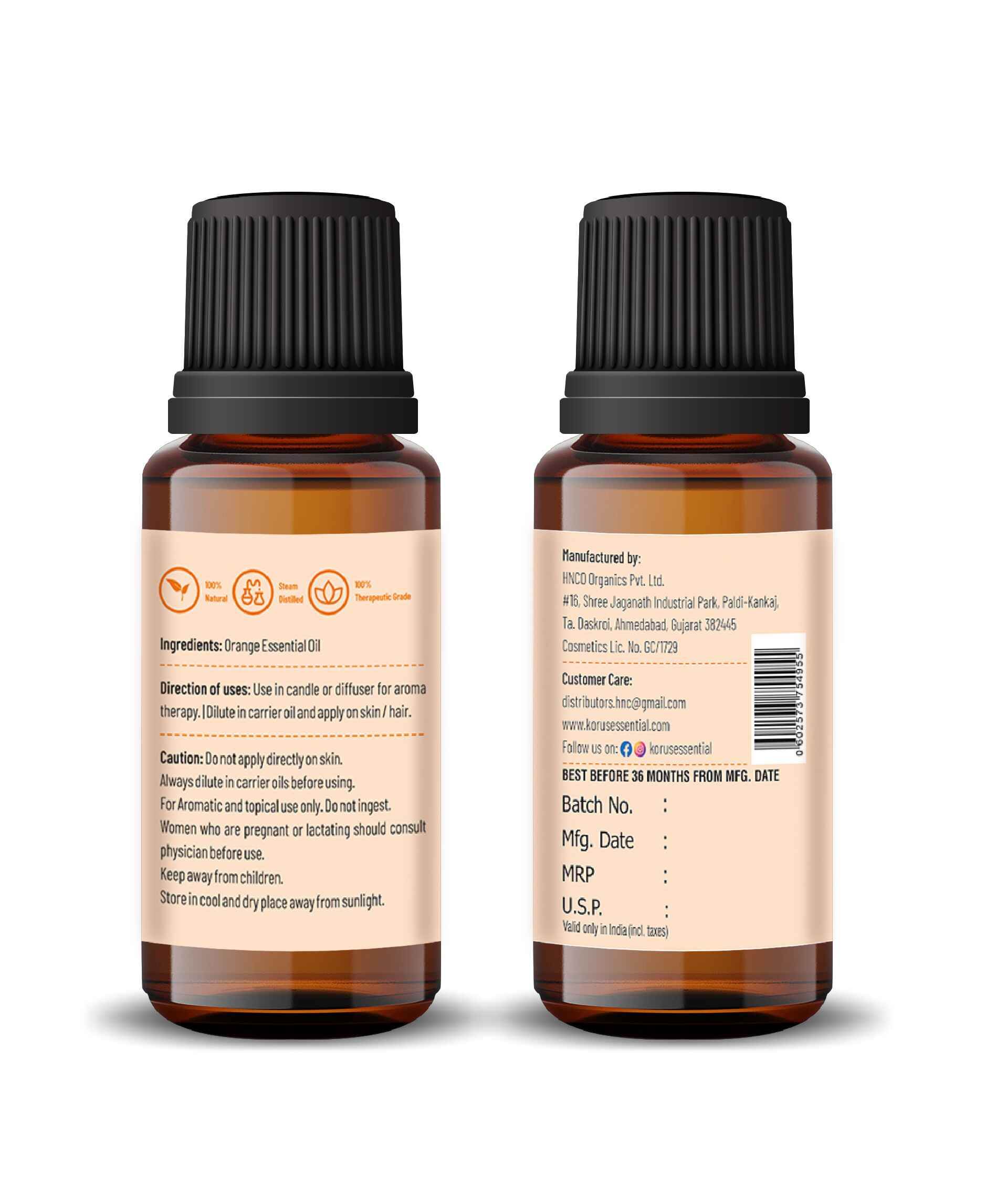 Korus Essential Orange Oil – Pure, Uplifting Citrus Aromatherapy - Health N Wellness Shop