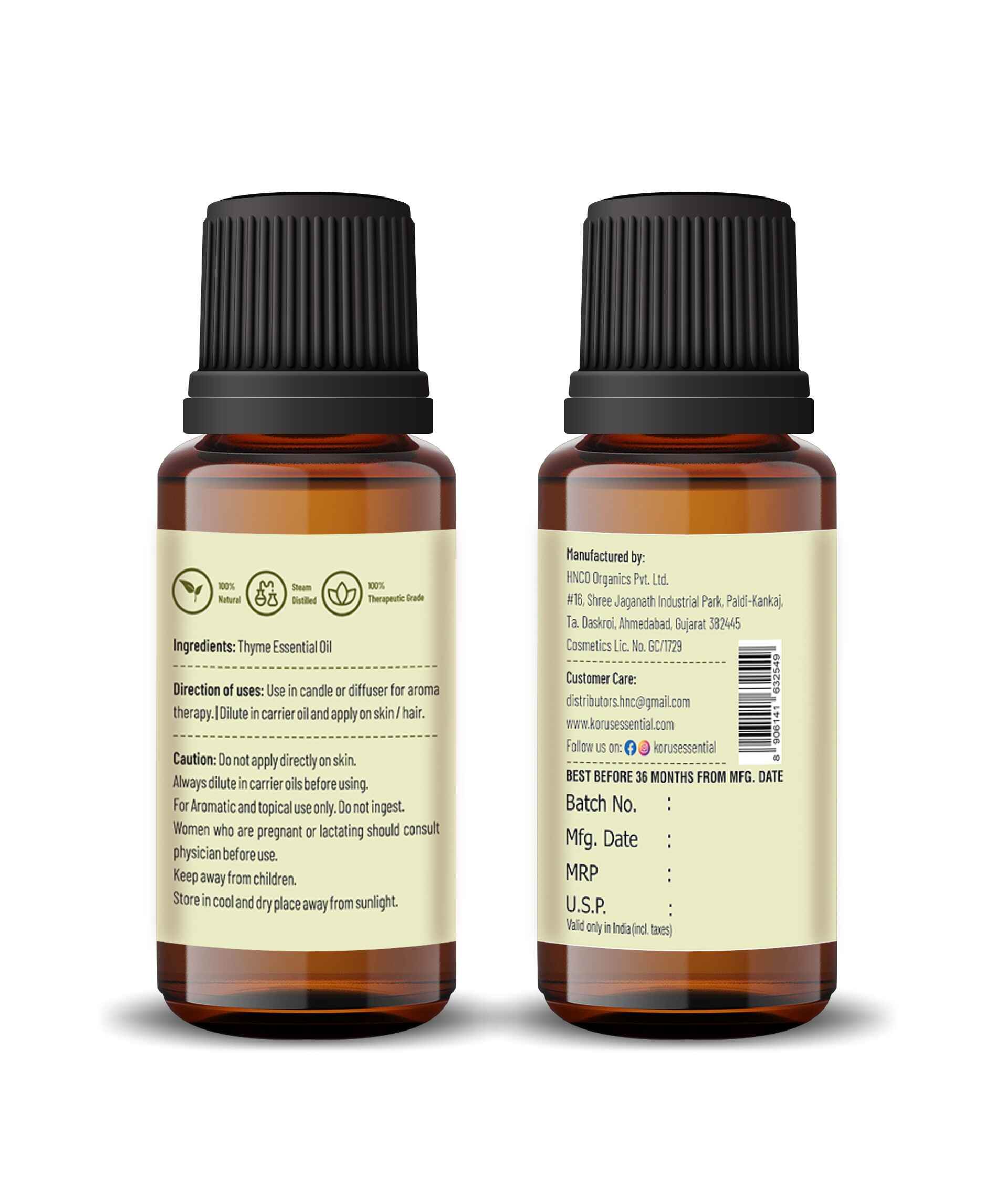 Korus Essential Thyme Oil – Pure & Natural Wellness Oil - Health N Wellness Shop