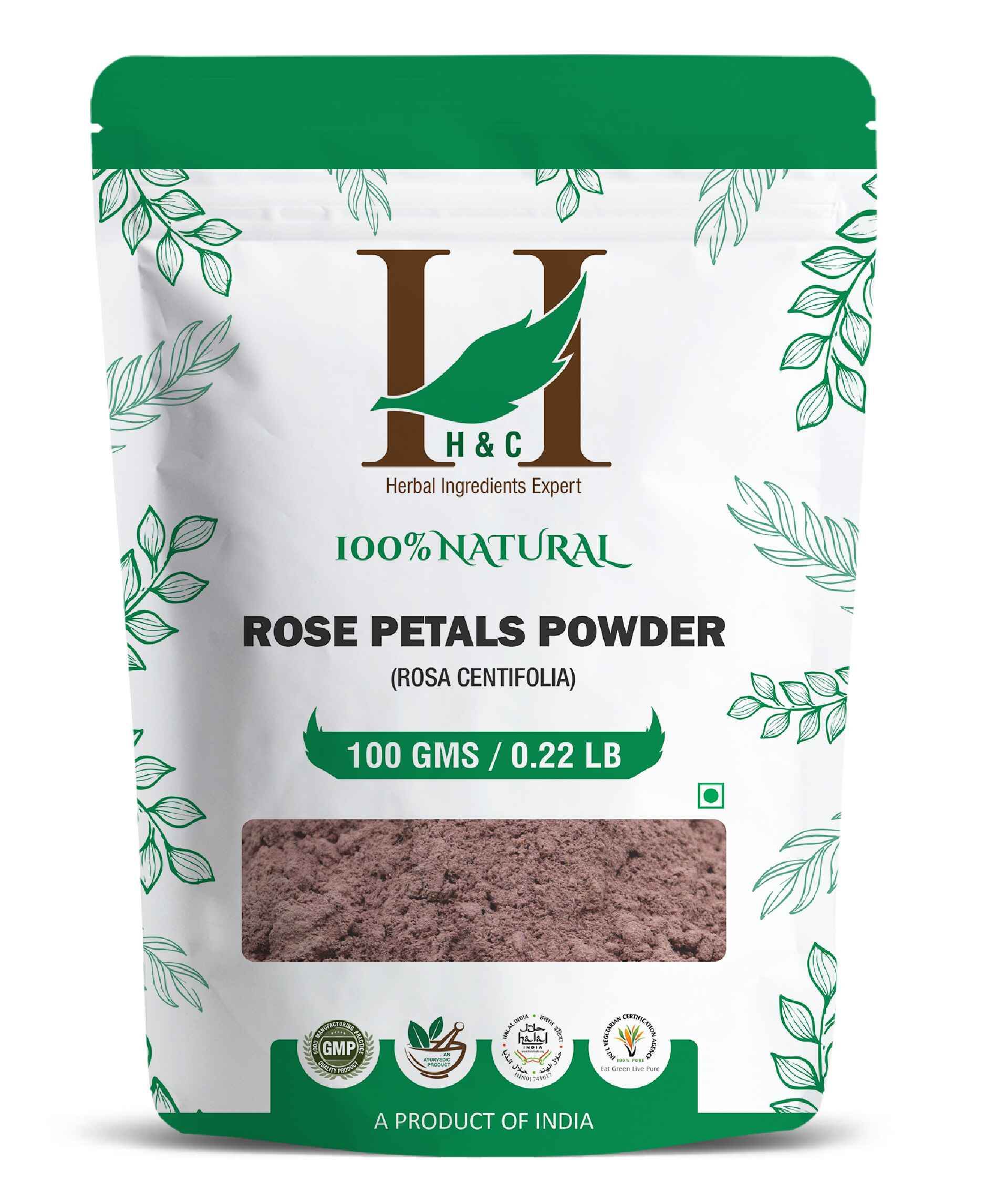 H&C Natural Rose Petal Powder 100gm - Radiant Skin & Silky Hair - Health N Wellness Shop