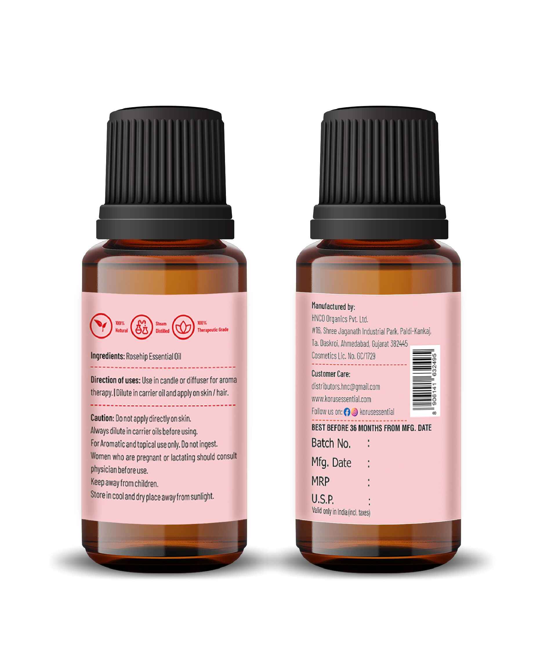 Korus Essential Rosehip Oil - Therapeutic Grade for Skin Hydration, Anti - Aging & Scar Treatment - Health N Wellness Shop