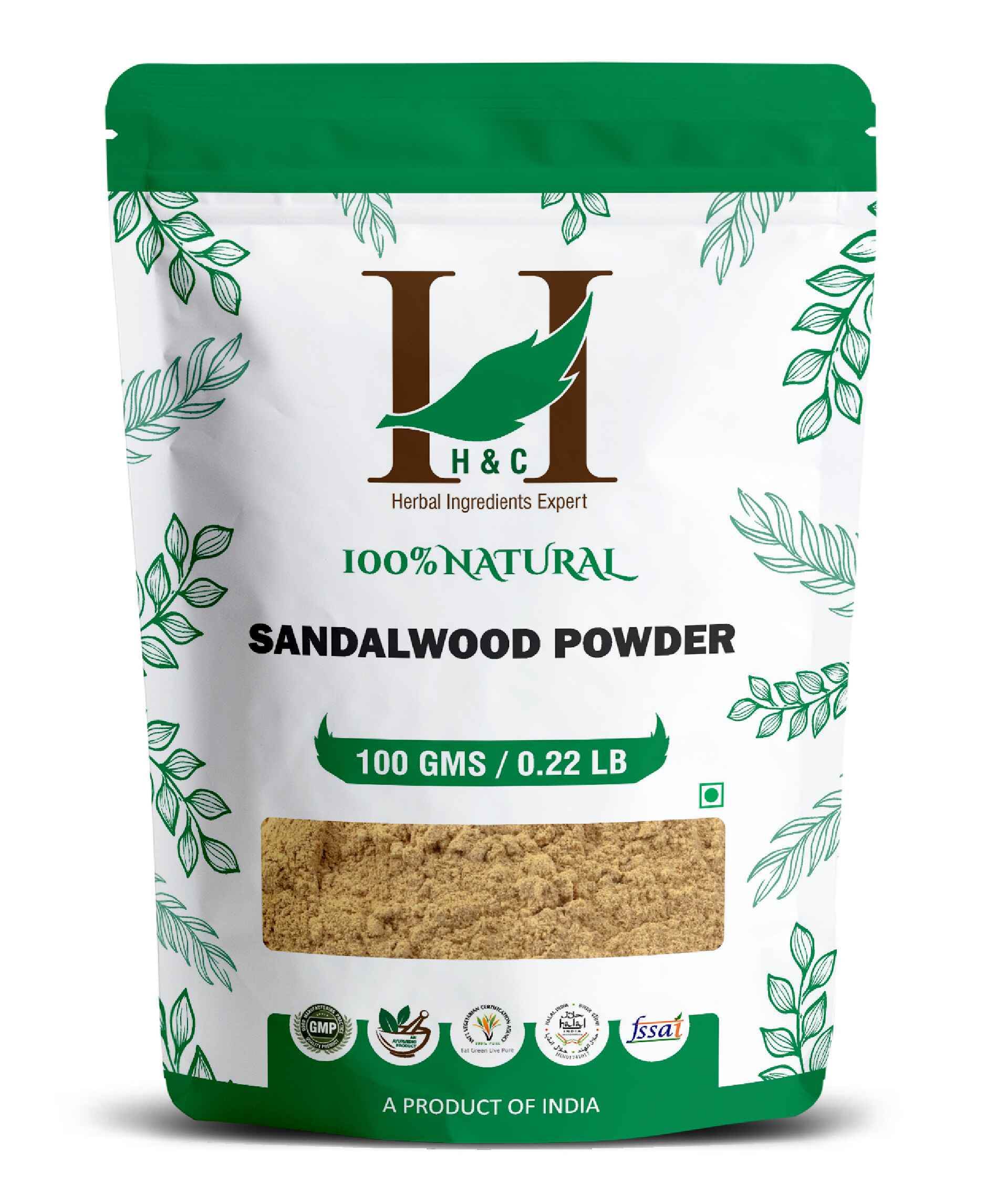 H&C Natural Sandalwood Powder 100gm - Glowing Skin & Anti - Aging - Health N Wellness Shop
