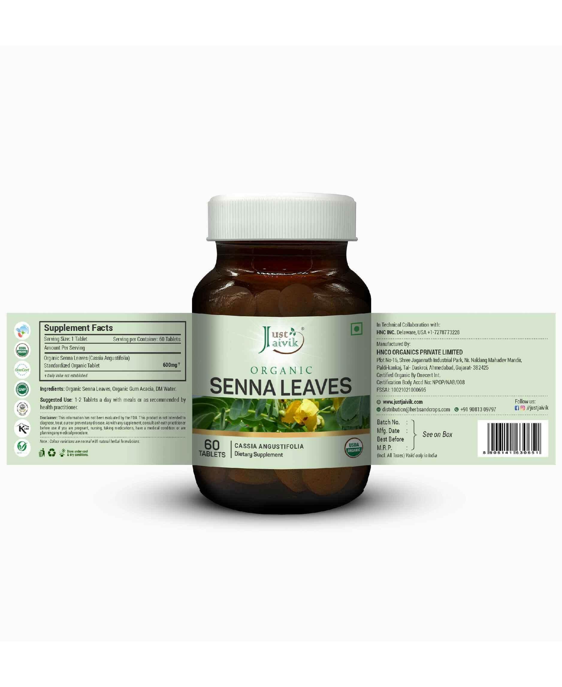 Just Jaivik Organic Senna Tablets – Natural Herbal Laxative for Effective Constipation Relief and Digestive Health - Health N Wellness Shop