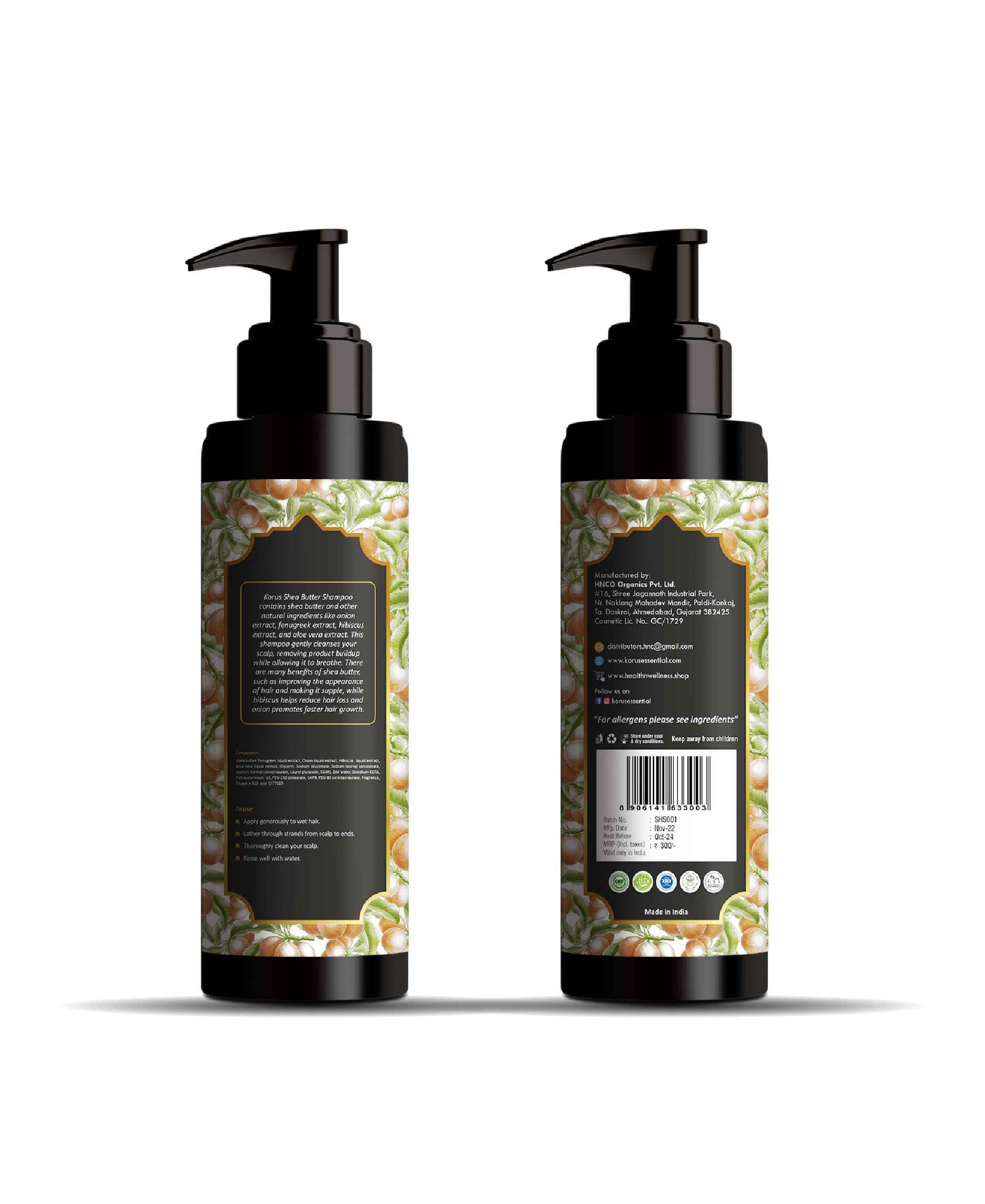 Korus Shea Butter Shampoo 200ml - Onion Hibiscus for Dry Damaged Hair - Health N Wellness Shop