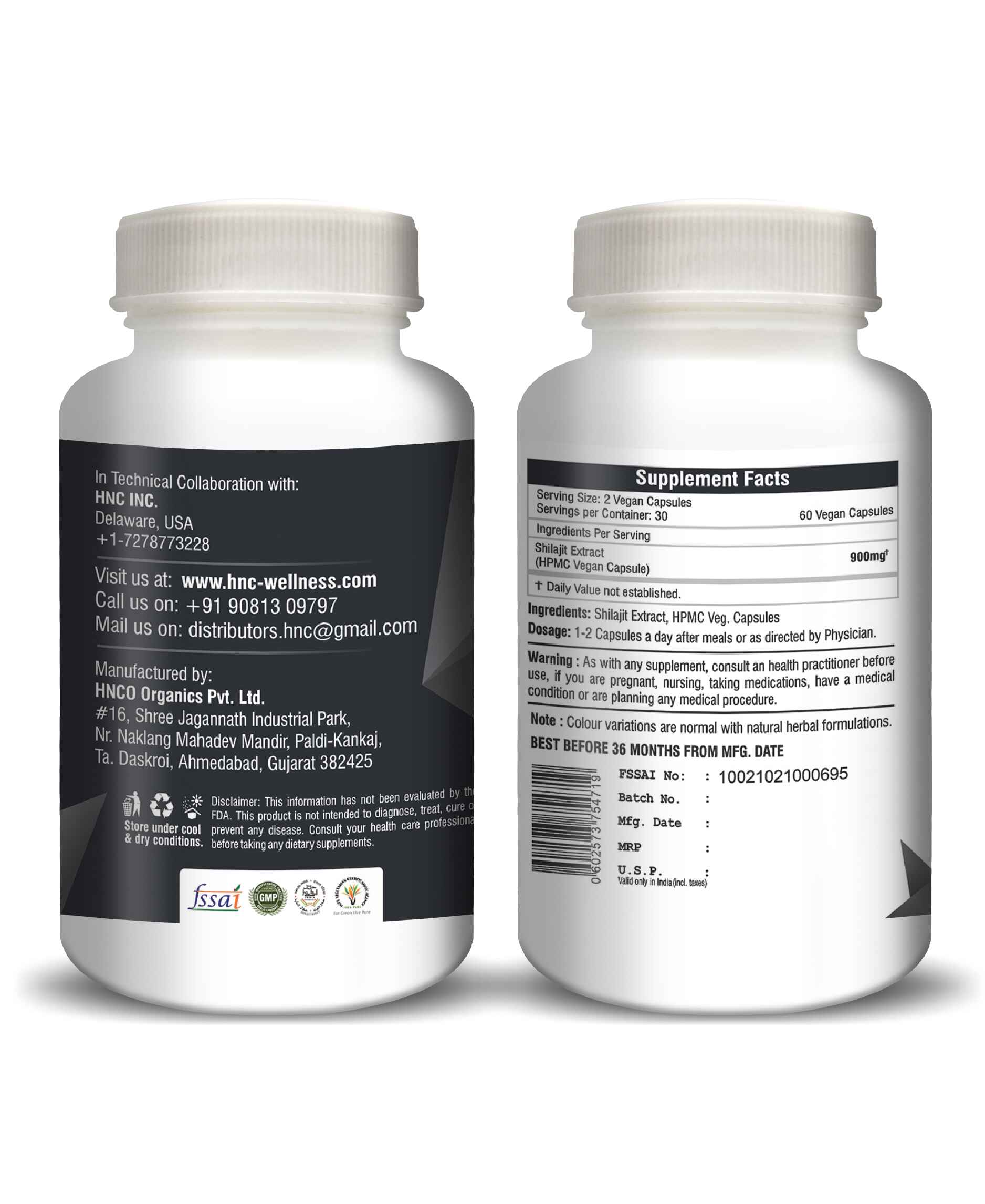 Pure Himalayan Shilajit Extract Capsules 450mg - Natural Energy & Stamina Booster for Men & Women | 60 Veg Capsules - Health N Wellness Shop