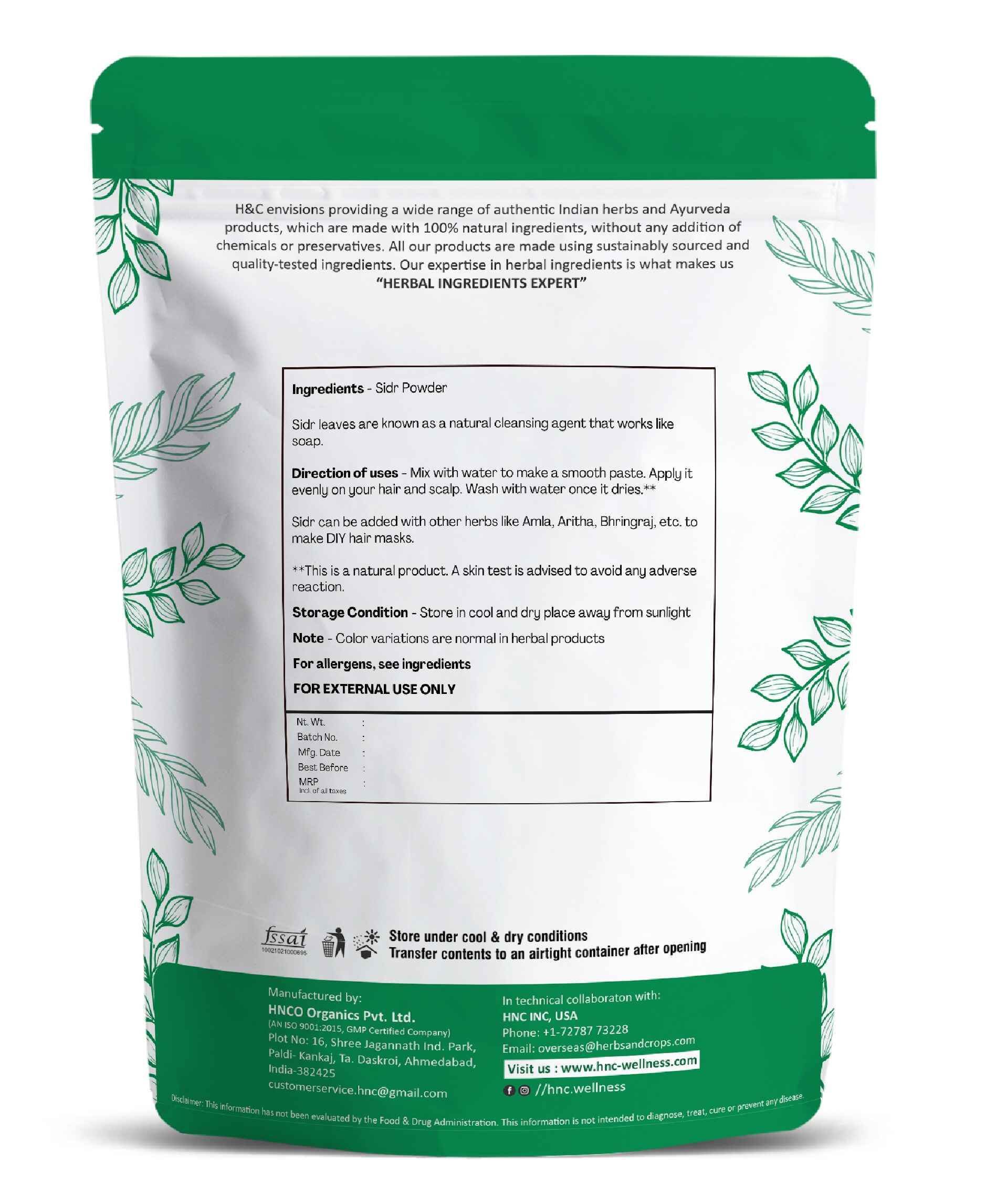 H&C Natural Sidr Powder 100gm - Hair Growth & Scalp Health - Health N Wellness Shop