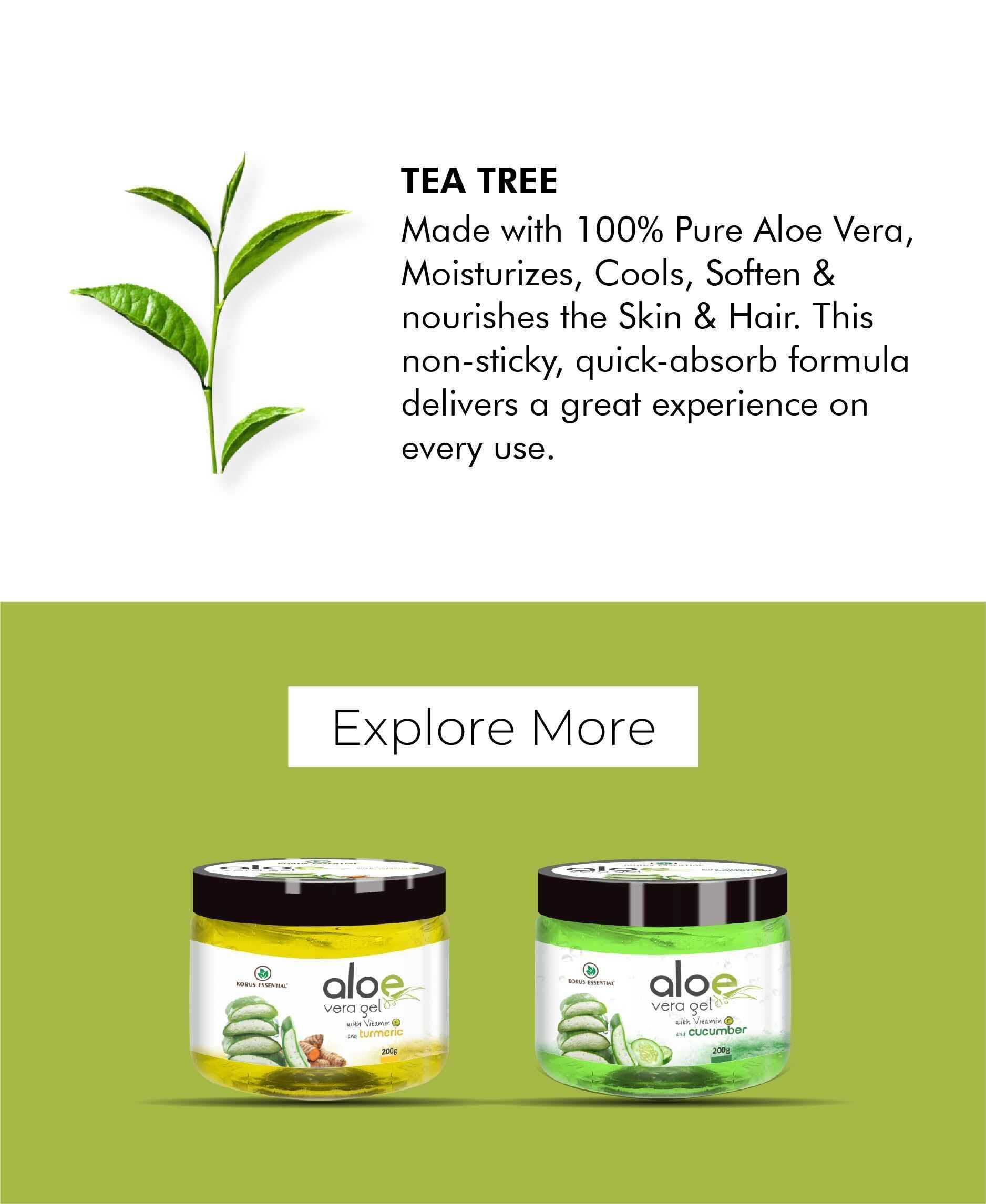 Korus Essential Aloe Vera Gel With Vitamin E and Tea Tree - 200gm - Health N Wellness Shop