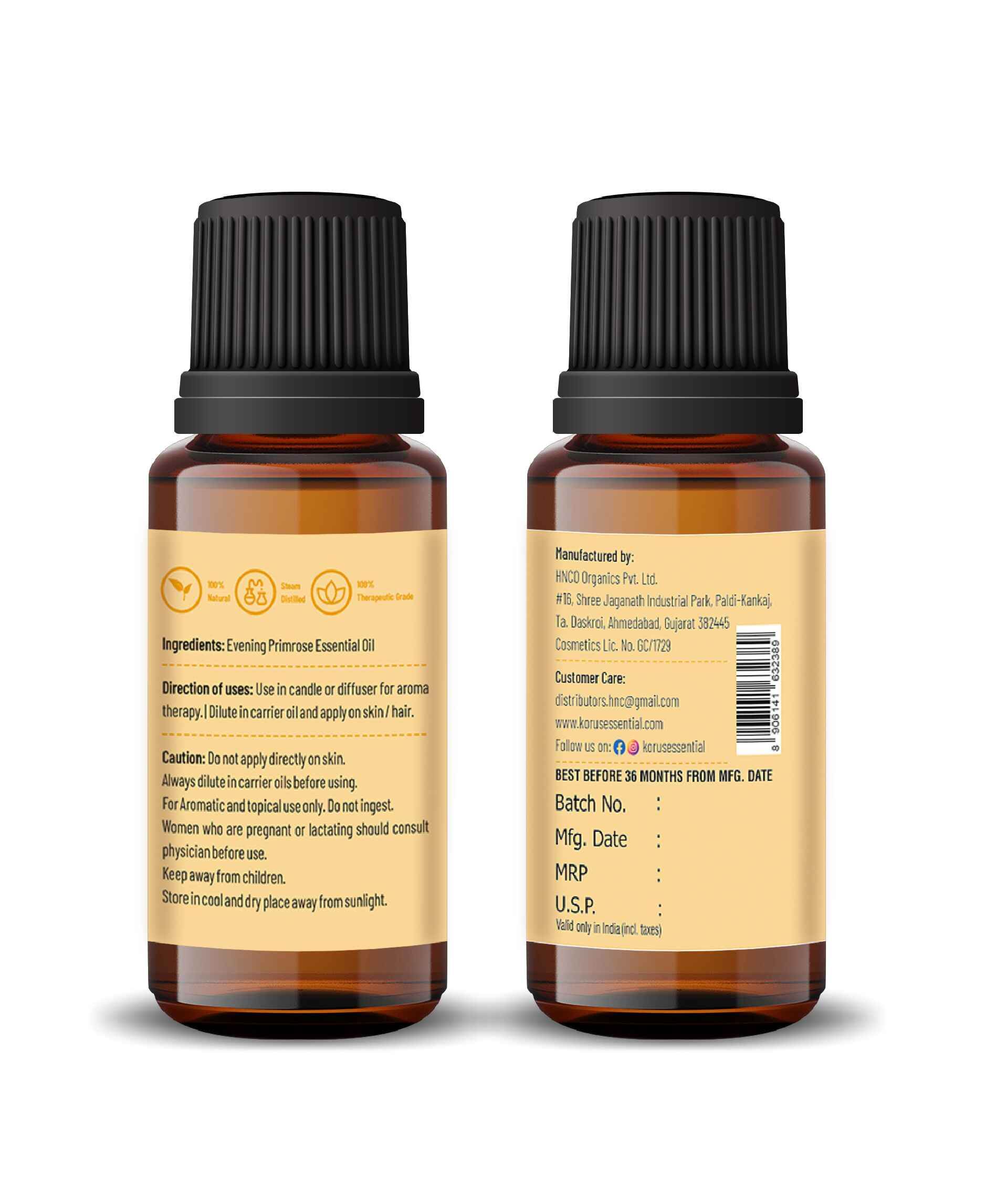 Korus Essential Pure Evening Primrose Oil – Natural Skin Hydration & Hormonal Health Support - Health N Wellness Shop