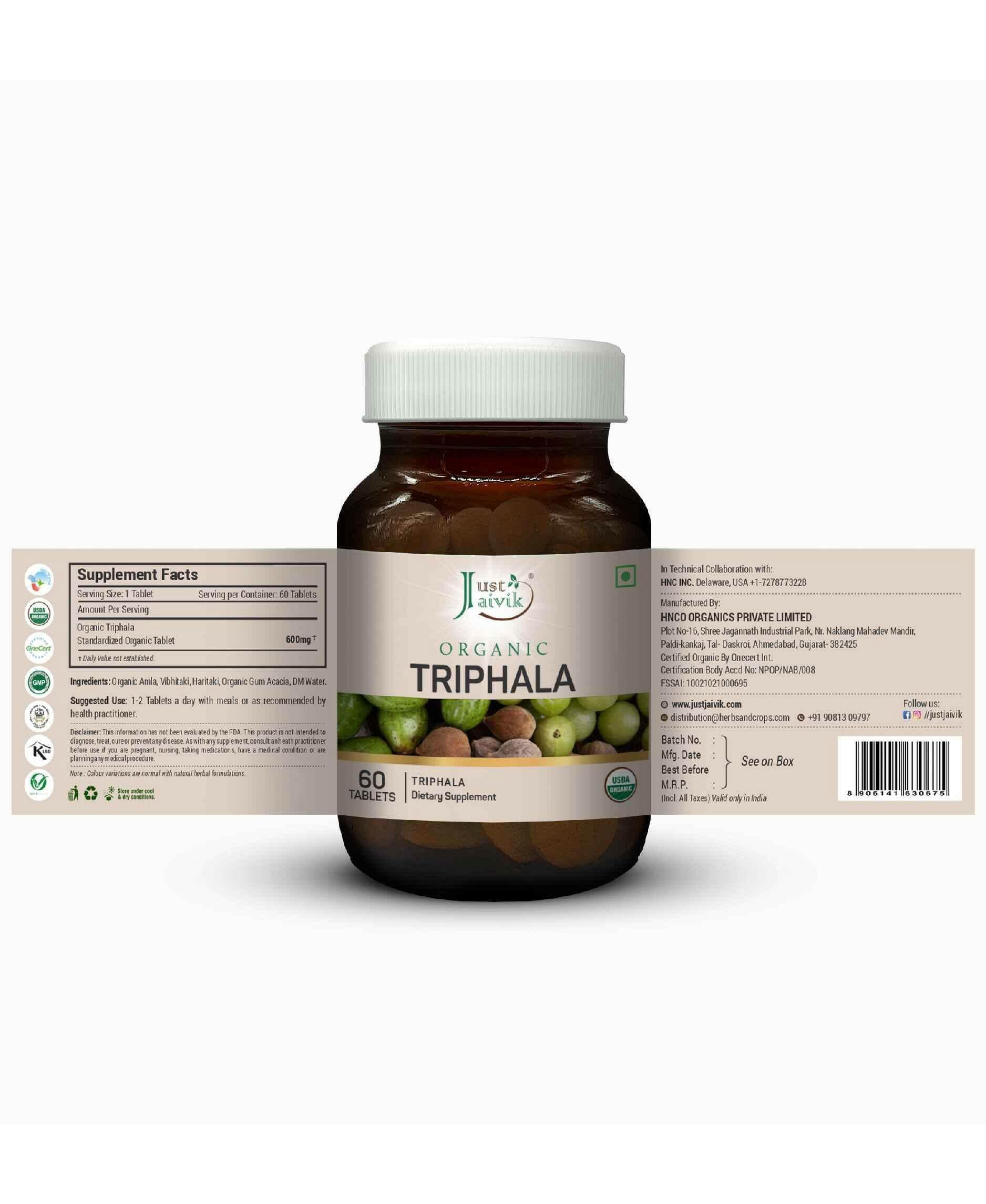 Just Jaivik Organic Triphala Tablets – Ayurvedic Detox & Digestive Support Supplement - Health N Wellness Shop