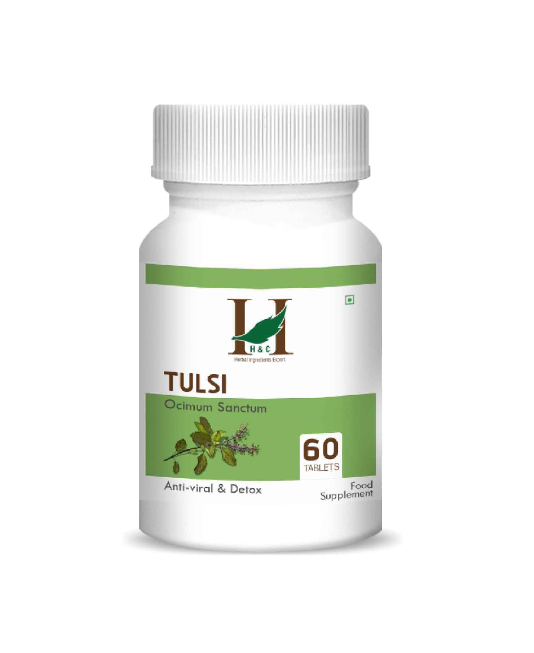 H&C Natural Tulsi Tablets 60 Count - Immunity & Stress Relief - Health N Wellness Shop