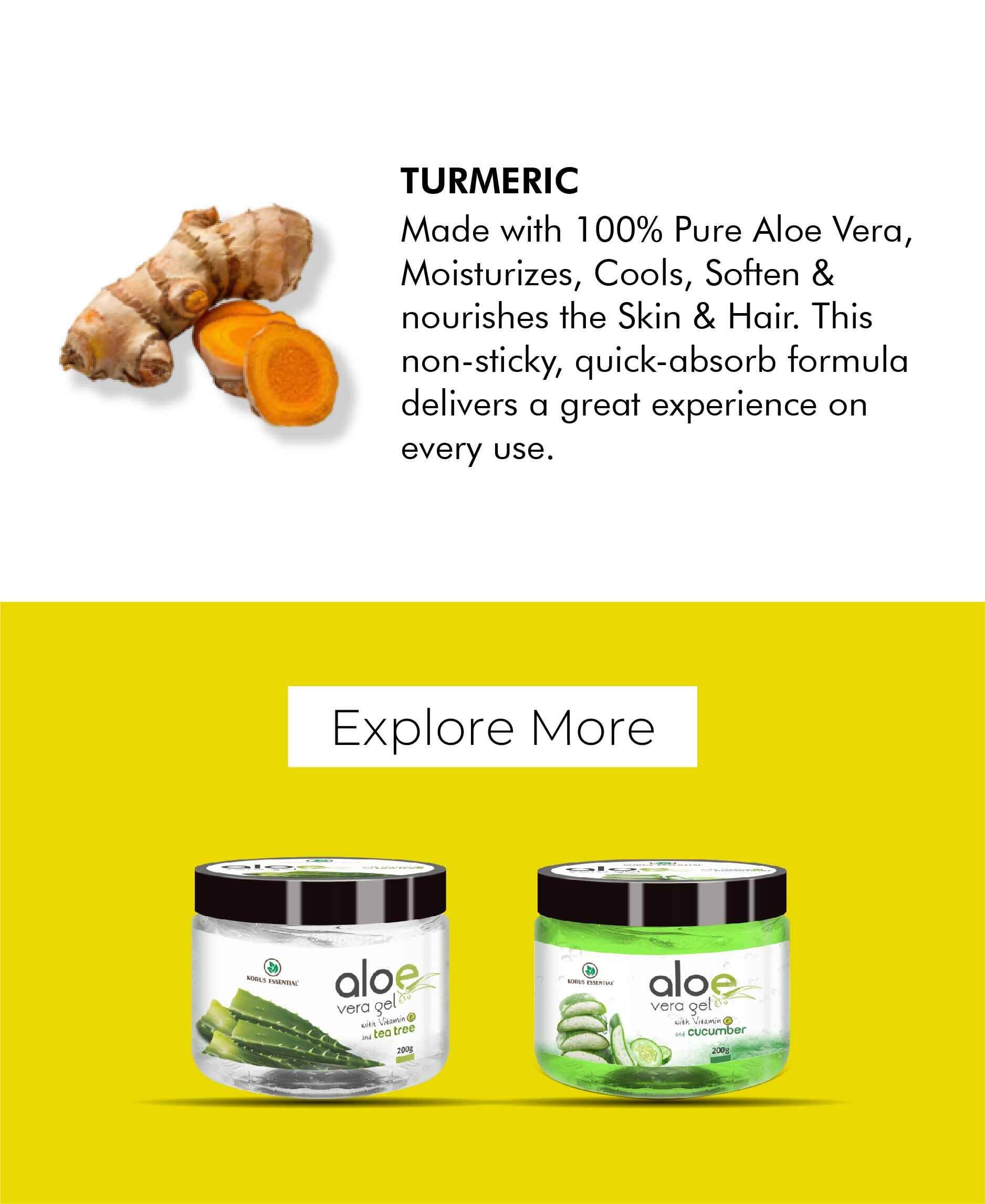 Korus Essential Aloe Vera Gel with Turmeric & Vitamin E 200g - Hydrating Face & Body Moisturizer - Health N Wellness Shop