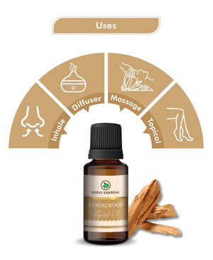 Korus Essential Sandalwood Oil – 100% Pure Therapeutic Grade Indian Sandalwood Essential Oil for Aromatherapy, Skin Care & Relaxation - Health N Wellness Shop